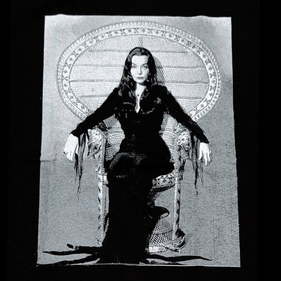 "Morticia Addams in a Chair" Unisex Silkscreen T-Shirt -  Sizes Small - 3XL - Picture 2 of 3